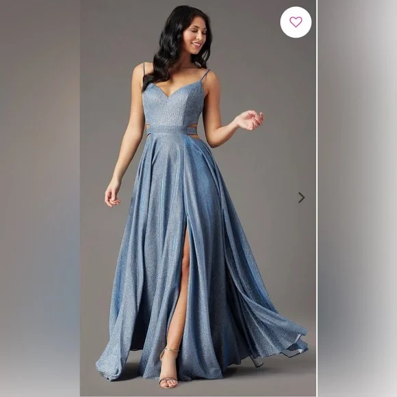 Blue Sparkle Flowy Prom Dress Size 2 4